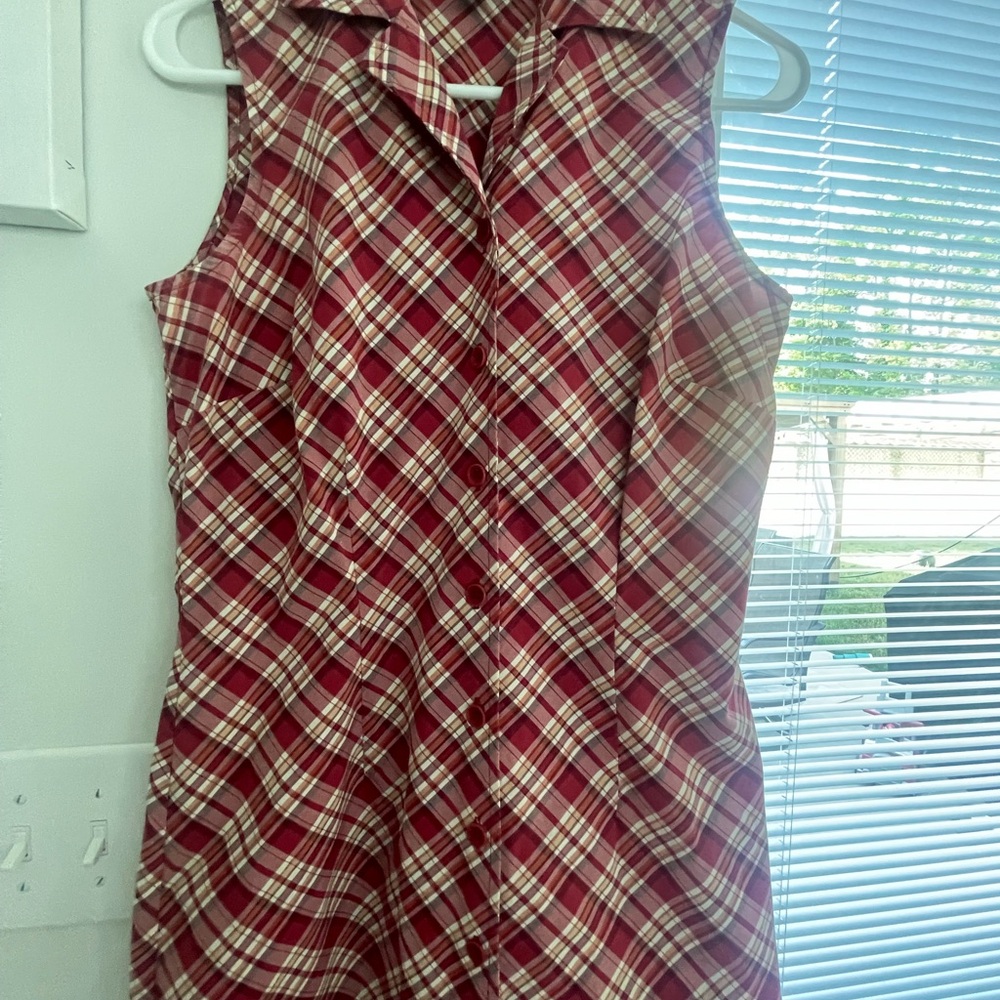 Harold's Asymmetrical Plaid Dress - Red and Cream